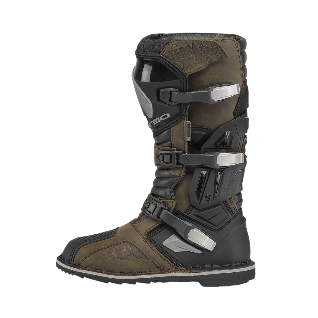 Forma Terra Evo motorcycle boots, brown waterproof adventure dual