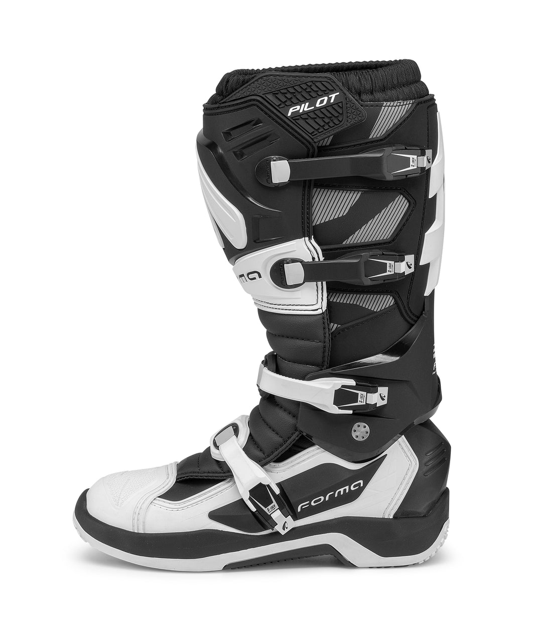Forma Pilot Motorcycle Boots Black / White: MOTO-D Racing